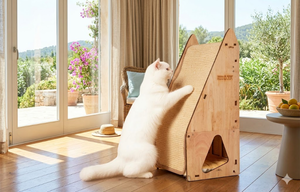 lot 3355 image: Enhanced Wood-Framed Cat Scratching Post Large Sisal Cat Scratcher, Integrated Scratch Post Pad Condo Tunnel House. All-in-One Space Saver for Multi-Cat & Budget-Friendly Homes(24in)