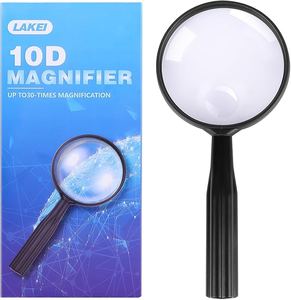 lot 3364 image: 10X Handheld Magnifying Glass, 75mm Shatter Resistant Lens, Non-Slip Handle, Suitable for Reading, Adults Close Work, Hobbies(Black)