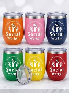 lot 22893 image: Stainless Steel Wine Tumbler Set for Social Workers Appreciation (6-Pack, 12 oz)