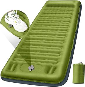 lot 22898 image: FNARMW Extra-Thick 5 Inflatable Camping Sleeping Pad with Built-In Pillow & Foot Pump Military Yellow