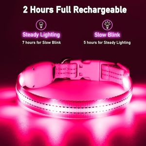 lot 22913 image: Adjustable LED Light-Up Dog Collar (Pink)