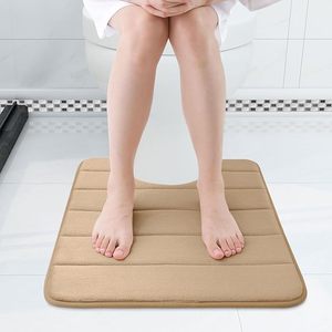 lot 22924 image: Memory Foam U-Shaped Contour Toilet Rug  (Camel)