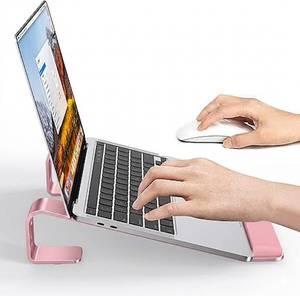 lot 22928 image: NTMY Ergonomic Aluminum Laptop Stand with Wrist Support (Pink)