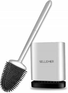 lot 22932 image: Sellemer Silicone Toilet Brush and Holder Set  Compact Base (Silver)