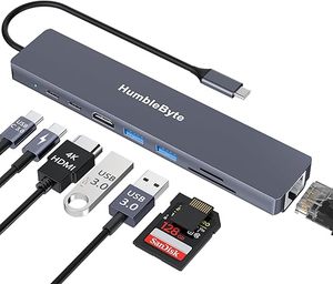 lot 22935 image: 8-in-1 USB-C Hub Adapter with 100W PD & Gigabit Ethernet