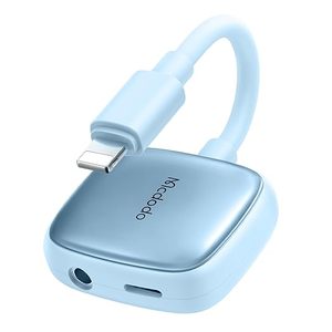 lot 22937 image: Mcdodo 2-in-1 Lightning to 3.5mm Aux Audio & Charging Adapter (Blue)