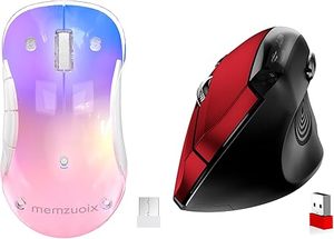 lot 22941 image: memzuoix 2.4G Wireless Mouse Combo  2-Pack (LED Rechargeable  Red Ergonomic)