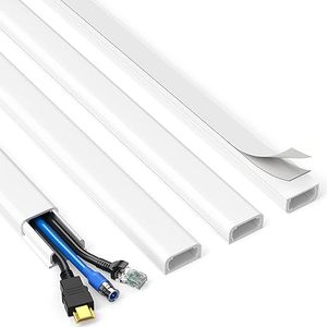 lot 22951 image: Delamu Wall TV Cord Hider  Paintable Cable Management Tracks (White)