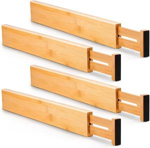 lot 22954 image: 4-Piece Premium Bamboo Kitchen Drawer Dividers  Adjustable & Expandable Organizers