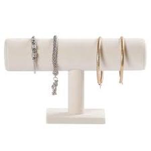 lot 22974 image: Velvet T-Bar Bracelet Holder  Elegantly Neat Jewelry Display Stand (Beige)