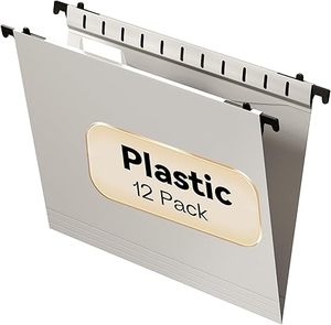 lot 22975 image: 12-Pack Heavy-Duty Plastic Hanging File Folders  Letter Size Reinforced Cabinet Folders (Gray)