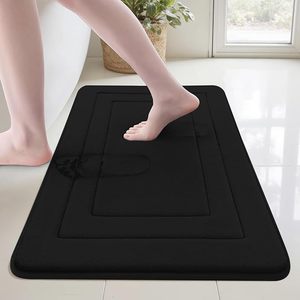lot 22988 image: Cupic Cupid Ultra-Soft Memory Foam Bath Mat  Non-Slip Quick-Dry Bathroom Rug (Black, 20 x 32)