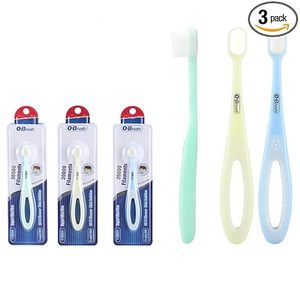 lot 22989 image: 3-Pack Kids Ultra-Soft Toothbrushes  Small Head Training Brush with Comfort Grip (Green, Blue, Yellow)
