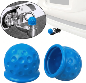lot 22905 image: 4-Pack Blue 2 Inch Receiver Hitch Tow Ball Protection Cap Set  Universal Trailer Hitch Cover