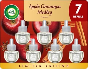 lot 4210 image: Air Wick Plug in Scented Oil Refill, 7ct, Apple Cinnamon Medley, Fall Scent, Essential Oils, Air Freshener