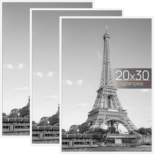 lot 4231 image: upsimples 20x30 Picture Frame White 3 Pack, Scratch-Proof Poster Frames 20 x 30 for Photo Gallery - Slide-In Strips, Horizontal or Vertical Wall Mounting