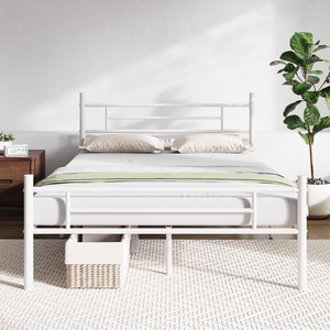 lot 4242 image: Novilla Full Size Bed Frame with Headboard and Footboard, 14 Inch Metal Platform Bed Frame with Under Bed Storage, No Box Spring Needed, Strong Metal Slats Support, Whit