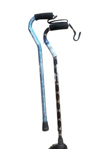 lot 4248 image: 2- Pack Medline Aluminum-Chrome Offset Walking Cane, Adjusts 2938 & Supports Up to 300 Lbs.  Mobility Aid Provides Balance for Seniors & Adults