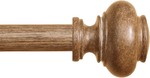 Wood Curtain Rods for Windows 48 to 84 Inch, 1 Inch Heavy Duty Curtain Rods with Imitation Wood Grain Finials, Boho Adjustable Drapery Rod, Decorative Farmhouse Rustic Single Window Curtains Rod