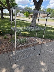 lot 2 image: Chrome 4-Tier Wire Shelving Rack  54x36x14