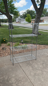 lot 4 image: Chrome 4-Tier Wire Shelving Rack  54x36x14
