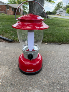 lot 35 image: Coleman Red Battery-Powered Camping Lantern