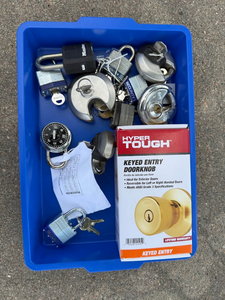 lot 38 image: Assorted Padlocks & Hyper Tough Keyed Entry Door Knob