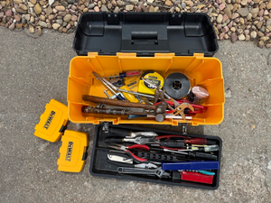 lot 45 image: Craftsman Toolbox with Assorted Hand Tools & DeWalt Bits