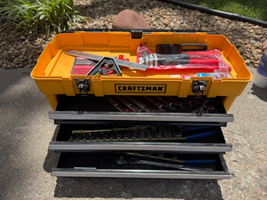 lot 46 image: 3-Drawer Craftsman Tool Chest with Socket Sets, Wrenches & Hand Tools