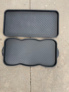 lot 48 image: Set of 2 Black Rubber Utility Mats  Trays