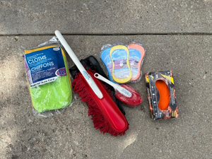 lot 82 image: Car Cleaning Supplies Lot with Microfiber Cloths & Duster