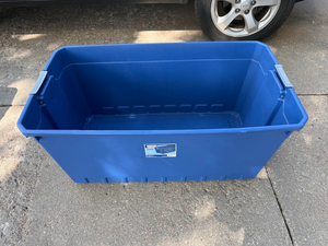 lot 85 image: Large 50Gal. Blue Plastic Storage Tote