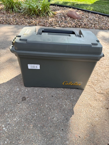 lot 96 image: Cabelas Plastic Ammo Box  Storage Can