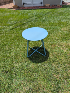 lot 100 image: Blue Metal Round Accent Side Table