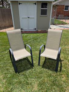 lot 101 image: Set of 2 Outdoor Sling Patio Dining Chairs