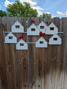 lot 108 image: Decorative Metal Birdhouse Wall Art with Red Birds