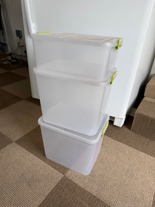 lot 110 image: Set of 3 Clear Plastic Storage Totes with Locking Lids