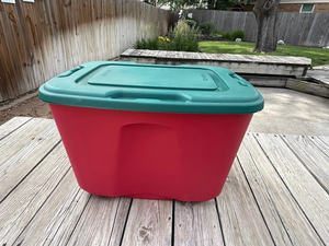 lot 121 image: Sterilite Red & Green Holiday Storage Tote with Lid