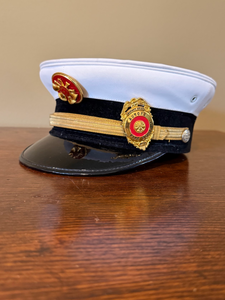 lot 158 image: Vintage Aurora, Missouri Fire Department Deputy Chief Dress Hat  Head Master Uniform Cap