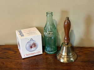 lot 162 image: Vintage Collectibles Lot  Coca-Cola Bottle, Brass Bell & 1976 Hummel Ornament