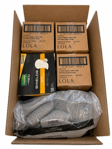 lot 201 image: Personal Care Lot  LOLA Organic Pads, Depend Shields & Socks