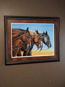 lot 245 image: Framed Chains of Gold Horse Print by Darryl Lauster