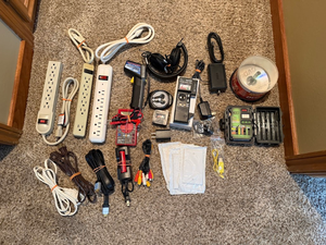 lot 256 image: Large Mixed Lot of Electronics, Cables, Power Strips & Accessories
