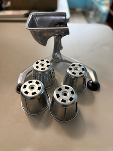 lot 261 image: Vintage Hand-Crank Rotary Cheese Grater with 4 Drum Attachments