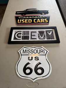 lot 287 image: Vintage Chevrolet & Route 66 Americana Sign Lot