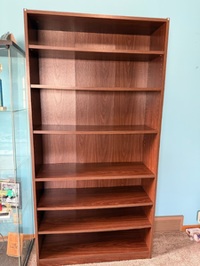 lot 306 image: Tall 7-Foot Wooden Bookcase - 7 Shelves with Adjustable Storage