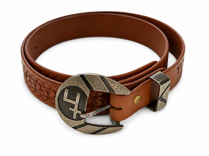lot 325 image: Nathan Parson Custom Leather Belt with Western Buckle