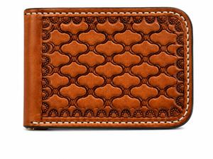 lot 328 image: John Wiley Handmade Tooled Leather Money Clip Wallet
