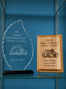 lot 342 image: 2016 Charity Car Show Award Plaque & Glass Trophy Collection  Hutchinson, Kansas