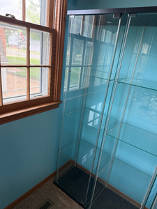 lot 350 image: Tall Glass Curio Display Cabinet  72 x 18 x 18 (Single Cabinet Only)